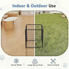 JHK 4 Panels Metal Dog Playpen Pet Fence 24 Inch to 40 Inch Foldable Large Dog Puppy ExercExercise for Yard Gate Camping Outdoor