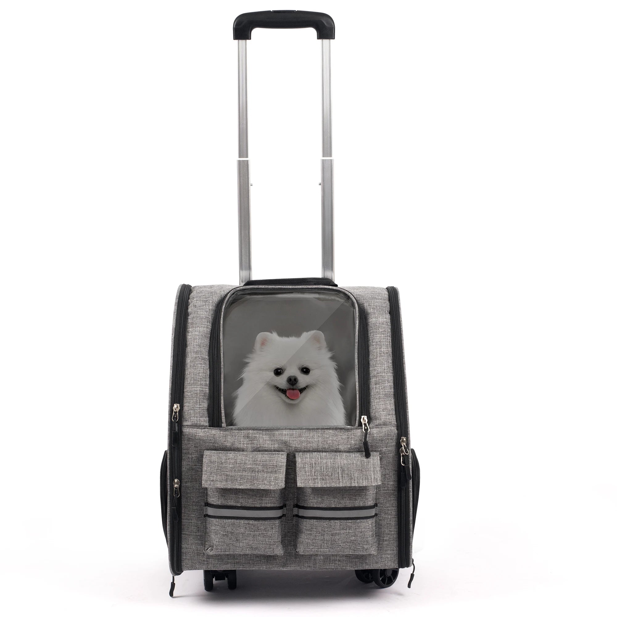 Rolling Pet Carrier Backpack With Removable Wheels For Dogs