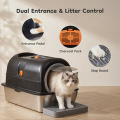 Stainless Steel Cat Litter Box Enclosed For Large Cats