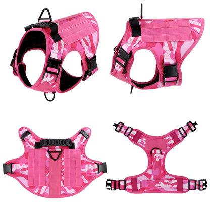 Military Camouflage Dog Harness With Adjustable Leash