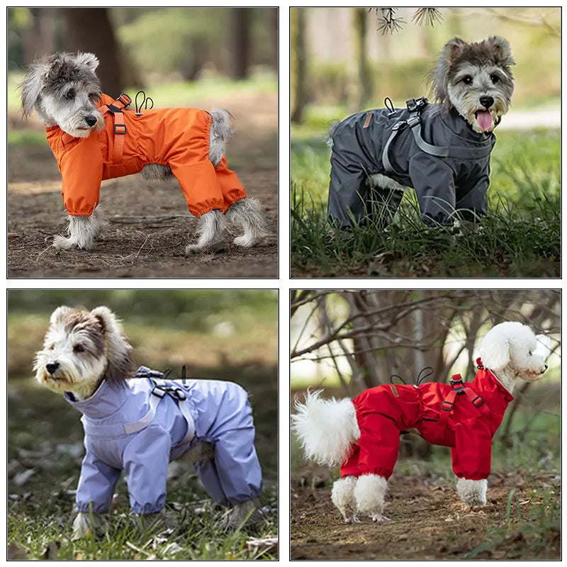 NONE Dog Raincoat With Harness Waterproof Jacket Reflective