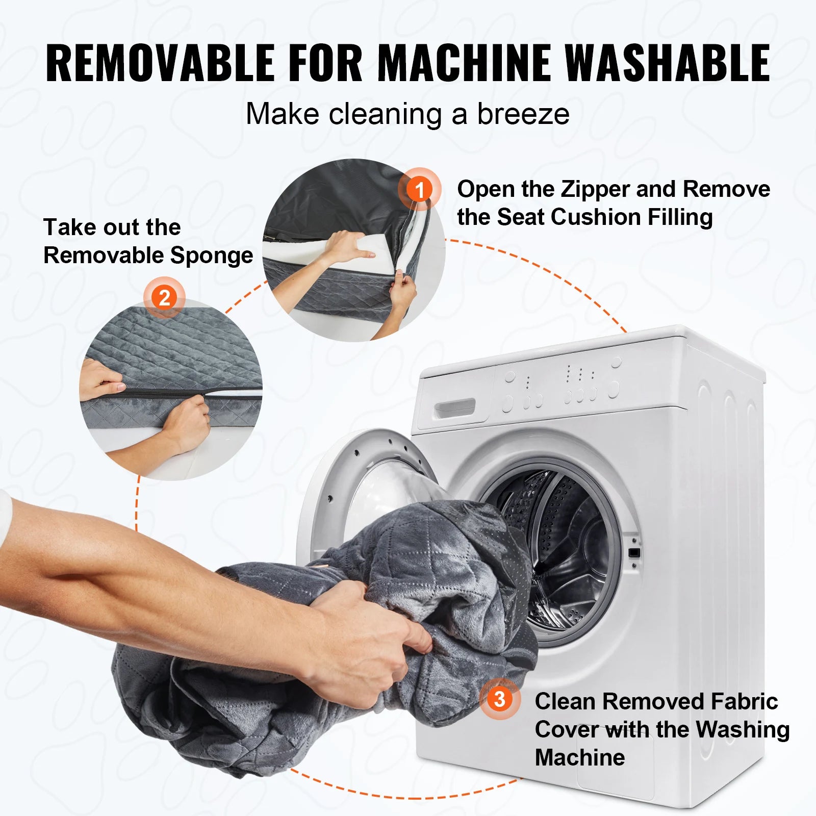 VEVOR Dog Car Seat Dog Booster Seat for Car with A Storage Pocket Sponge Filling Car Bed for Medium Large Dog up to 55 lbs Gray