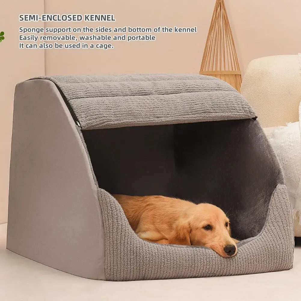 Cozy Plush Cave Dog Bedstead With Memory Foam Non Slip