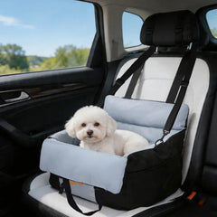 Portable Dog Car Seat Pet Dog Booster Seat Puppy Travel Carrier Bed with Safety Belt Storage Pocket Removable Washable Cover