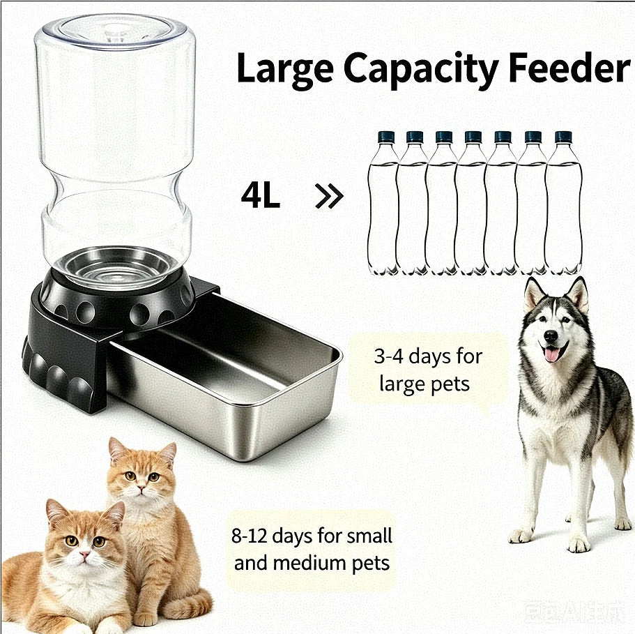 BOOTEELY Pet Water Dispenser 4L Gravity Set Automatic Water Dispenser for Dogs Cats Pets Animals Large Capaci