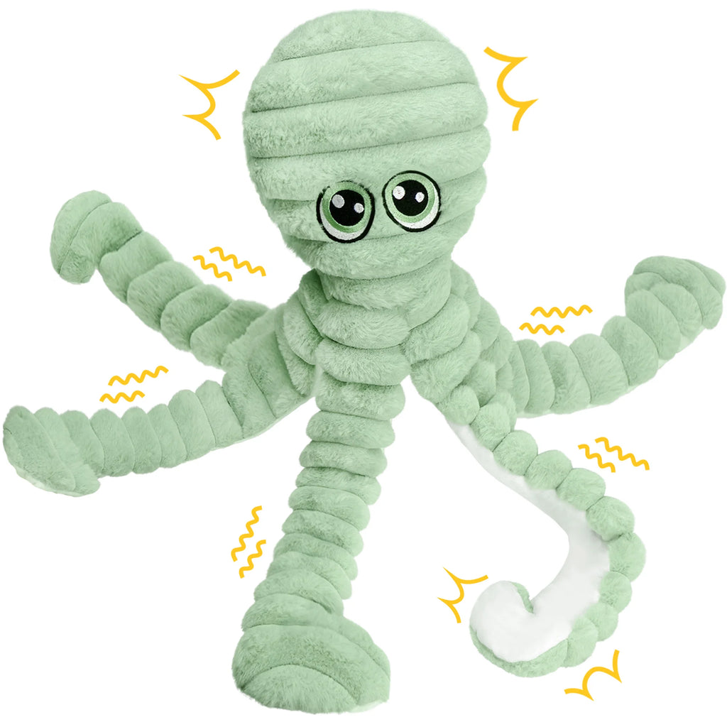 Hign-concerned Octopus Design Squeaky Plush Dog Toy Grinding Teeth Chew Interactive Pet Toy