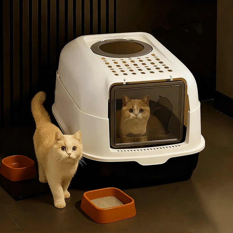 Cat Litter Box With Detachable Lid And Scoop Splash Proof