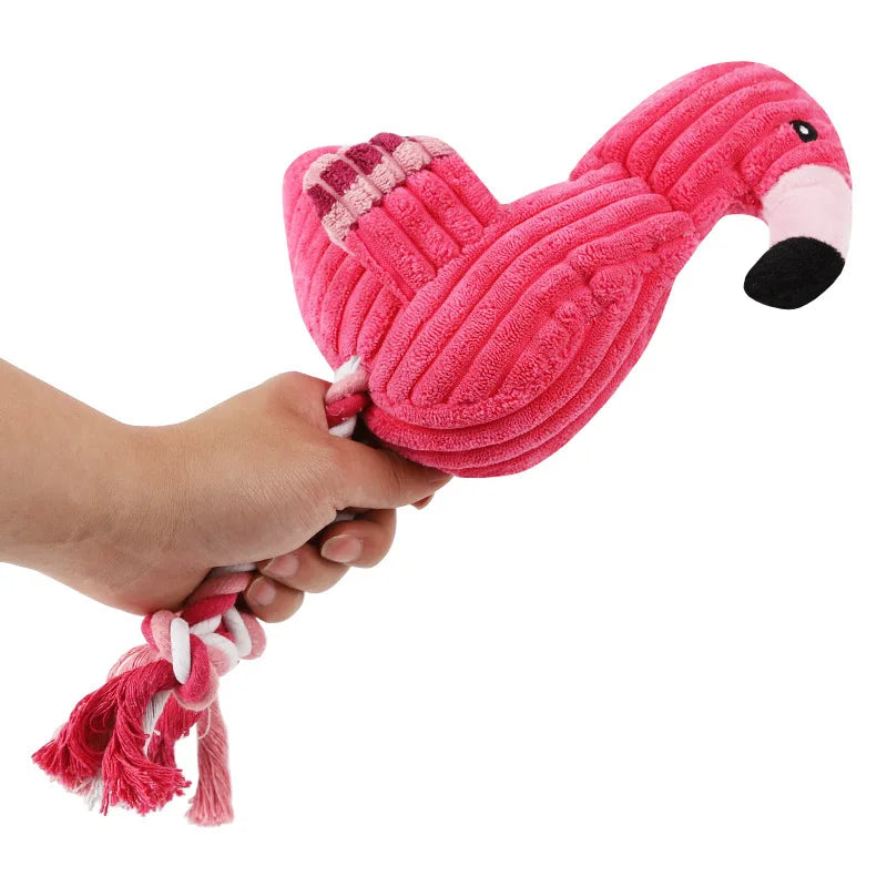 Plush Flamingo Squeaky Dog Toy For Small Dogs Chew Toy