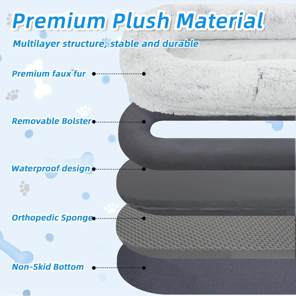 Extra Large Pet And Human Bed With Orthopedic Support Pillow