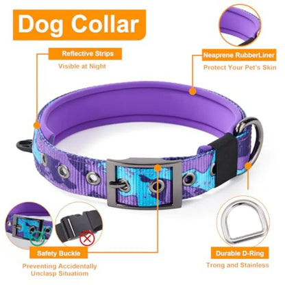 No Pull Dog Harness, Heavy Duty Collar and Leash Set-Leash with Double Handle and Car Seatbelt Clip-Easy Control for Walking Tr