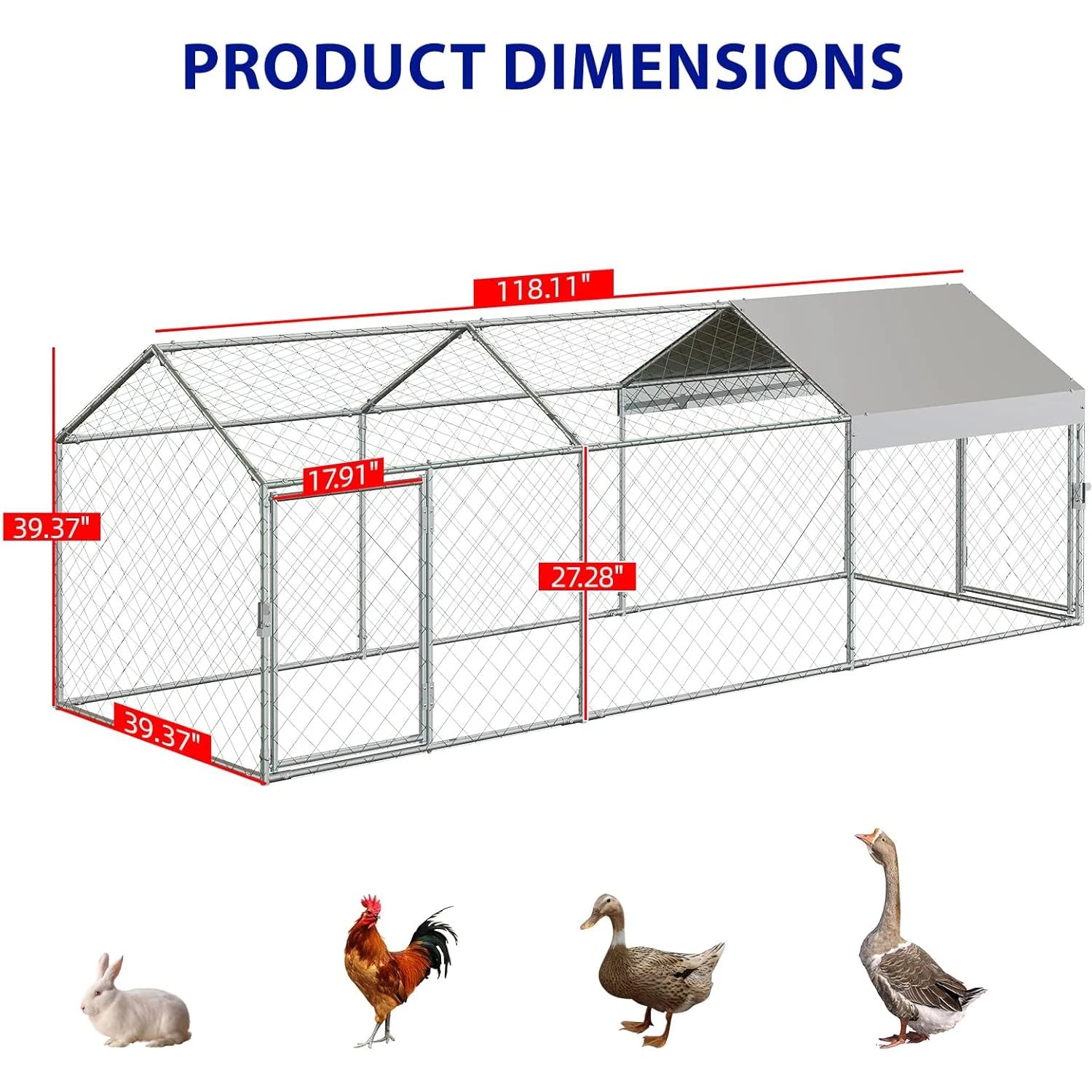 HiMISS Metal Chicken Coop With Waterproof UV Cover For Outdoors