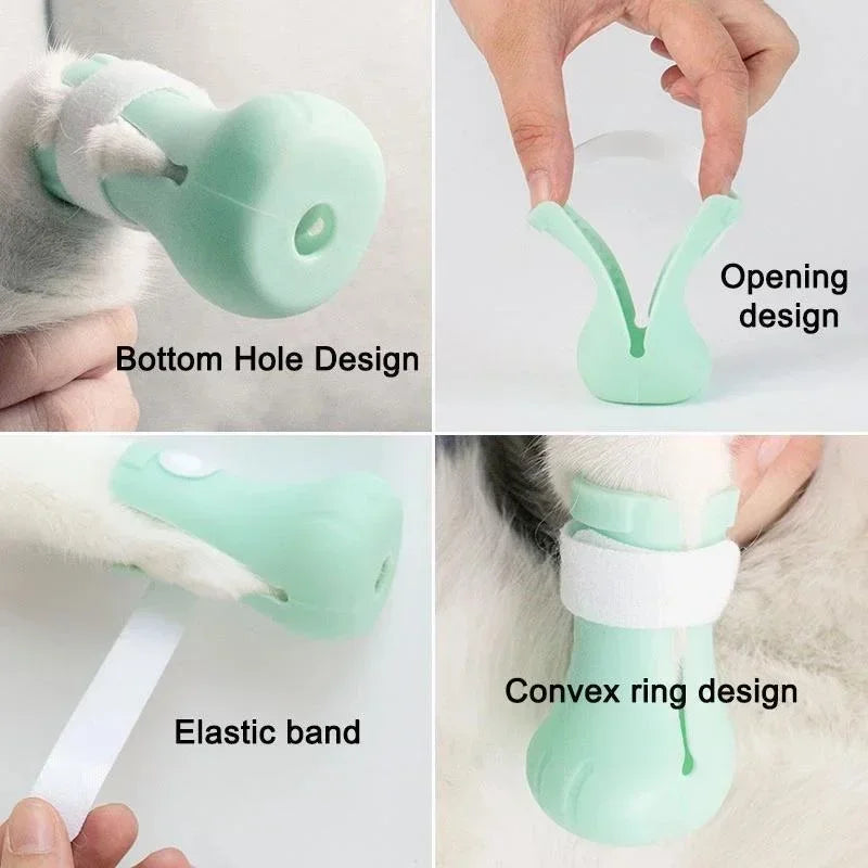 Adjustable Silicone Cat Paw Shoes for Grooming and Bathing