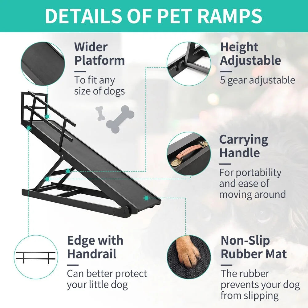 NONEDog Door Adjustable Dog Ramp For Bed Car Couch
