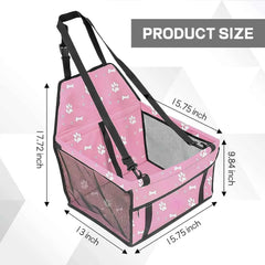 Wuyaoyao Pet Car Seat, Waterproof Breathable Oxford Cat Dog Car Booster Seat for Small Pets, Foldable Portable Vehicle Puppy Travel Basket with Seatbelt & Support Rod, for Pet Up to 22 lbs (Pink)