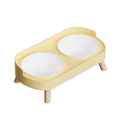 Pet cat double bowl feeder, adjustable height cat and dog water dispenser, elevate feeding kitten supplies