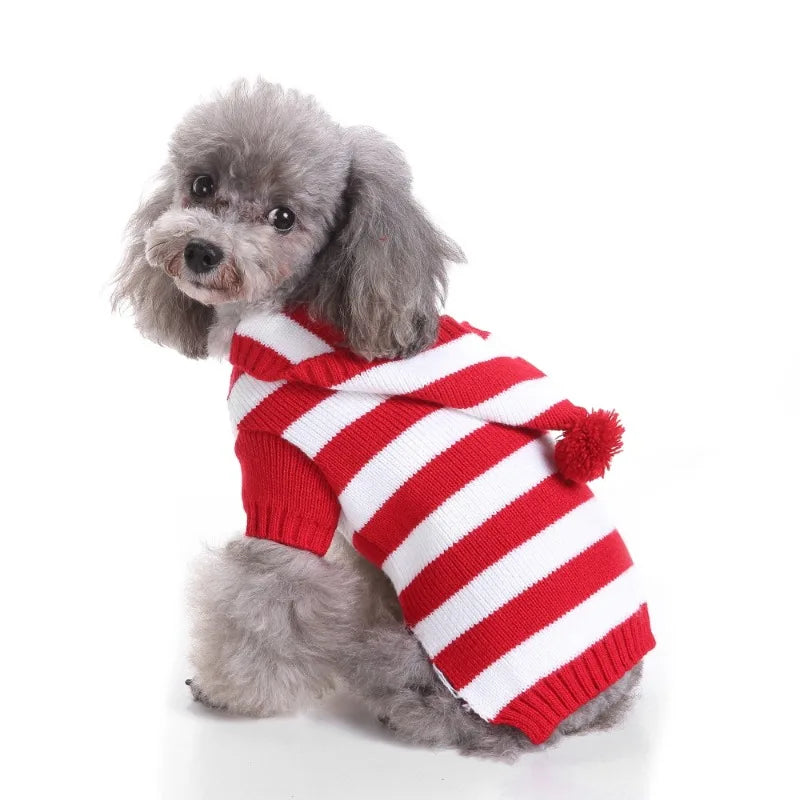 Dog Stripes Sweaters Winter Knitting Pet Sweater for Medium Large Dogs Christmas Elk Dog Clothes Labrador Pullovers Costume