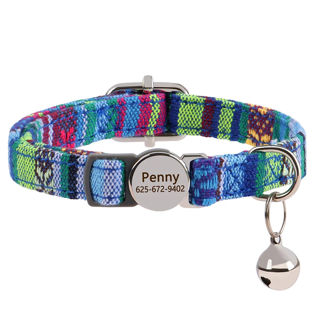 Free personalized kitten collar, engraved with pet dog's name, anti-lost, suitable for cats and small dogs, adjustable