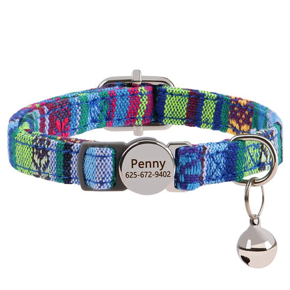 Free personalized kitten collar, engraved with pet dog's name, anti-lost, suitable for cats and small dogs, adjustable