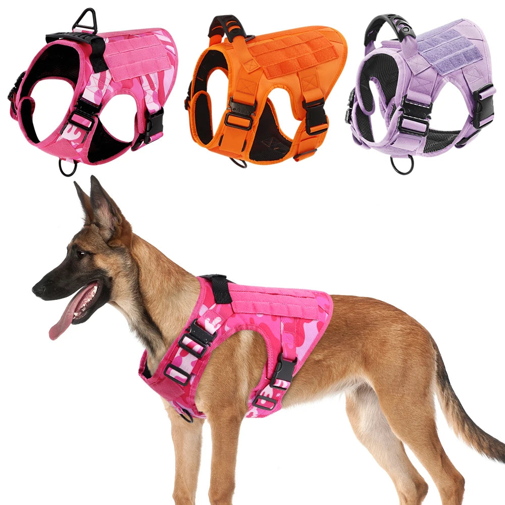 Military Camouflage Dog Harness With Adjustable Leash