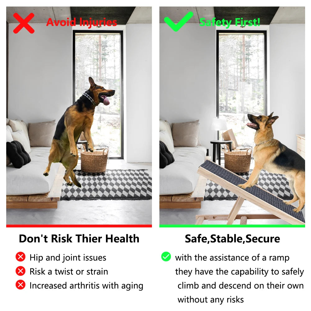 TWISTER.CK Pine Wood Dog Ramp Ladder Folding Non Slip