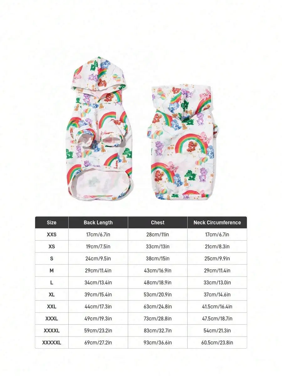 Rainbow Cloud Bear Print Pet Hoodie Sweatshirt for Dogs and Cats
