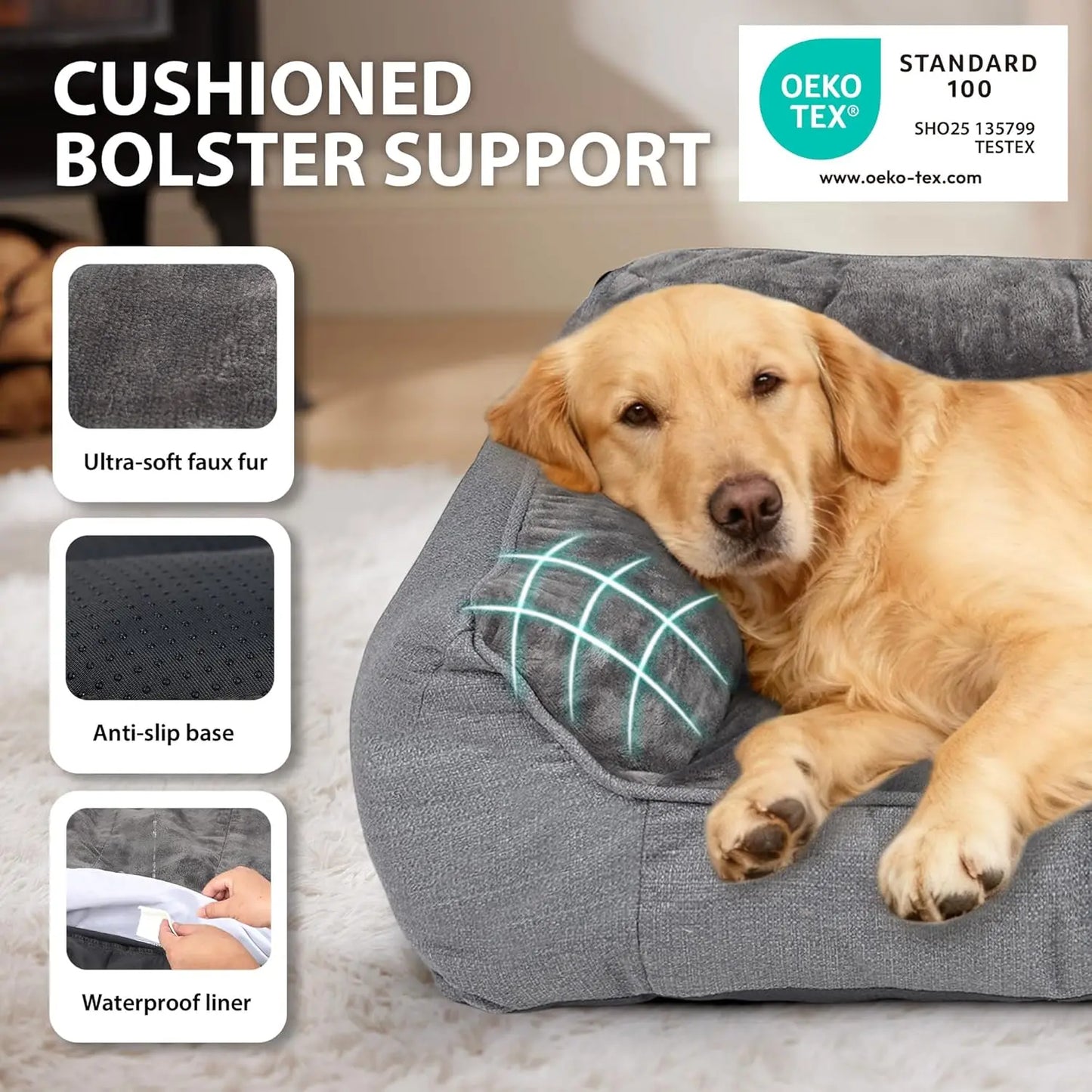 Orthopedic Dog Bed With Thick Support And Non-Slip Bottom