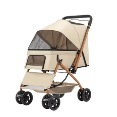 Premium Pet Stroller With Large Space, 4-wheel Stable Pet Cart for Small Medium Dogs Cats, Portable Travel Stroller for Camping