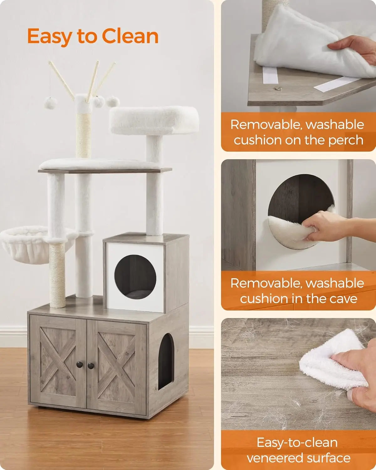 Feandrea Cat Tree With Litter Box Enclosure 2-In-1 Condo