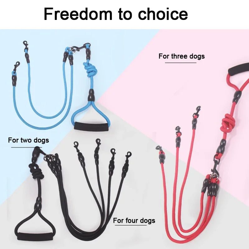 Double Head Nylon Dog Leash And Coupler For Two Dogs