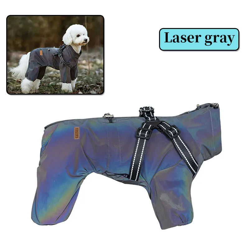 NONE Dog Raincoat With Harness Waterproof Jacket Reflective