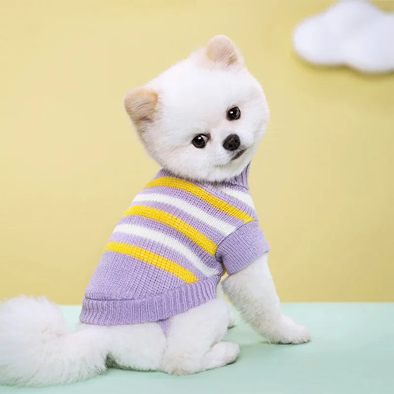 CN Guangdong Dog Knitted Sweater All Seasons Striped For Dogs