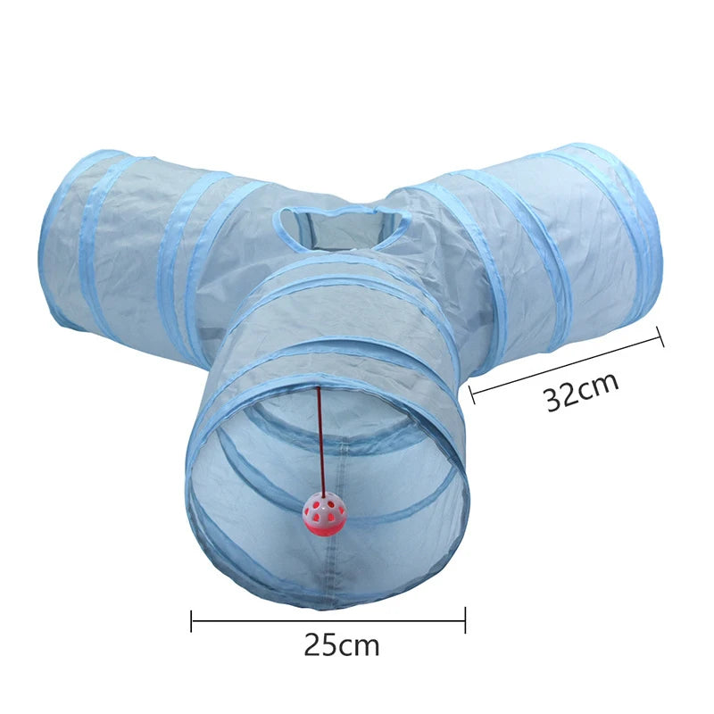 Foldable Cat Tunnel Tube Toy With Peep Hole Interactive Play