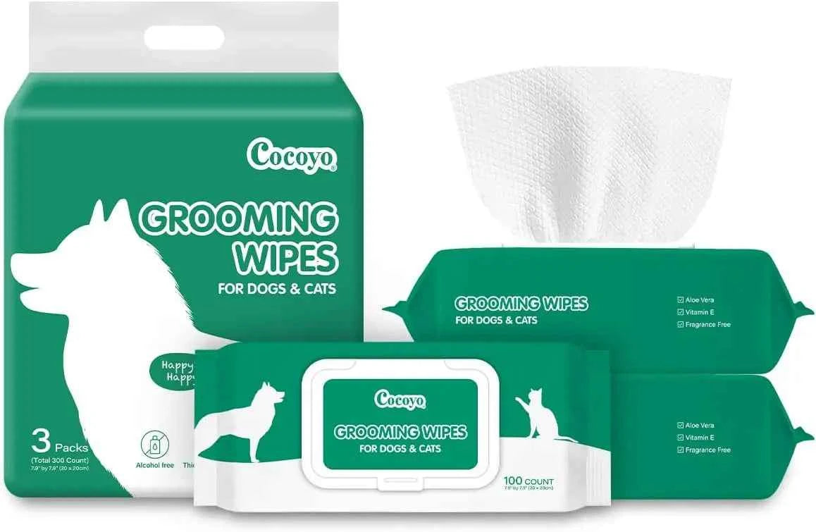 300 Pet Wipes for Dogs & Cats: Plant-Based, Hypoallergenic, Unscented for Paws, Body & Butt - Gentle Cleaning & Deodorizing