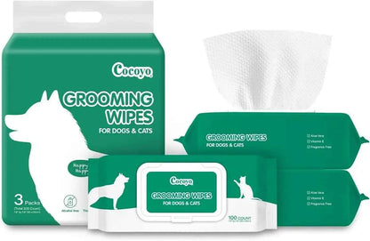 300 Pet Wipes for Dogs & Cats: Plant-Based, Hypoallergenic, Unscented for Paws, Body & Butt - Gentle Cleaning & Deodorizing