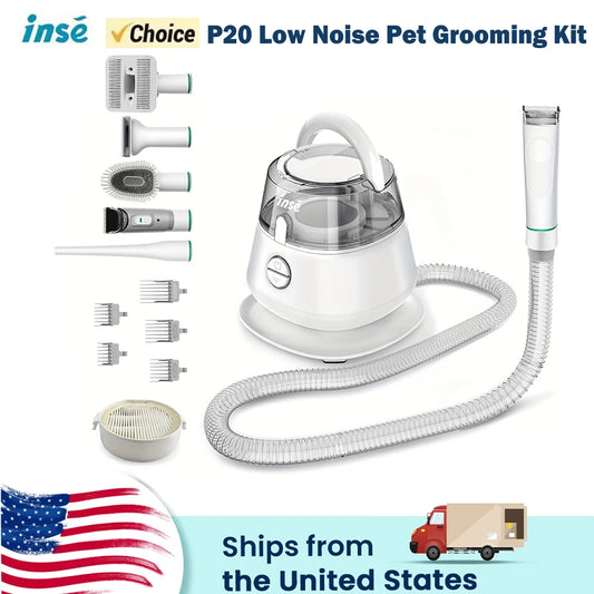 INSE Pet Grooming Kit 5 in 1 Ultrasonic Quiet Vacuum