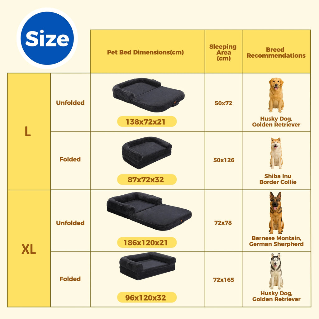PAWZ Road Foldable Dog Bed Plush Sofa for Dogs Washable