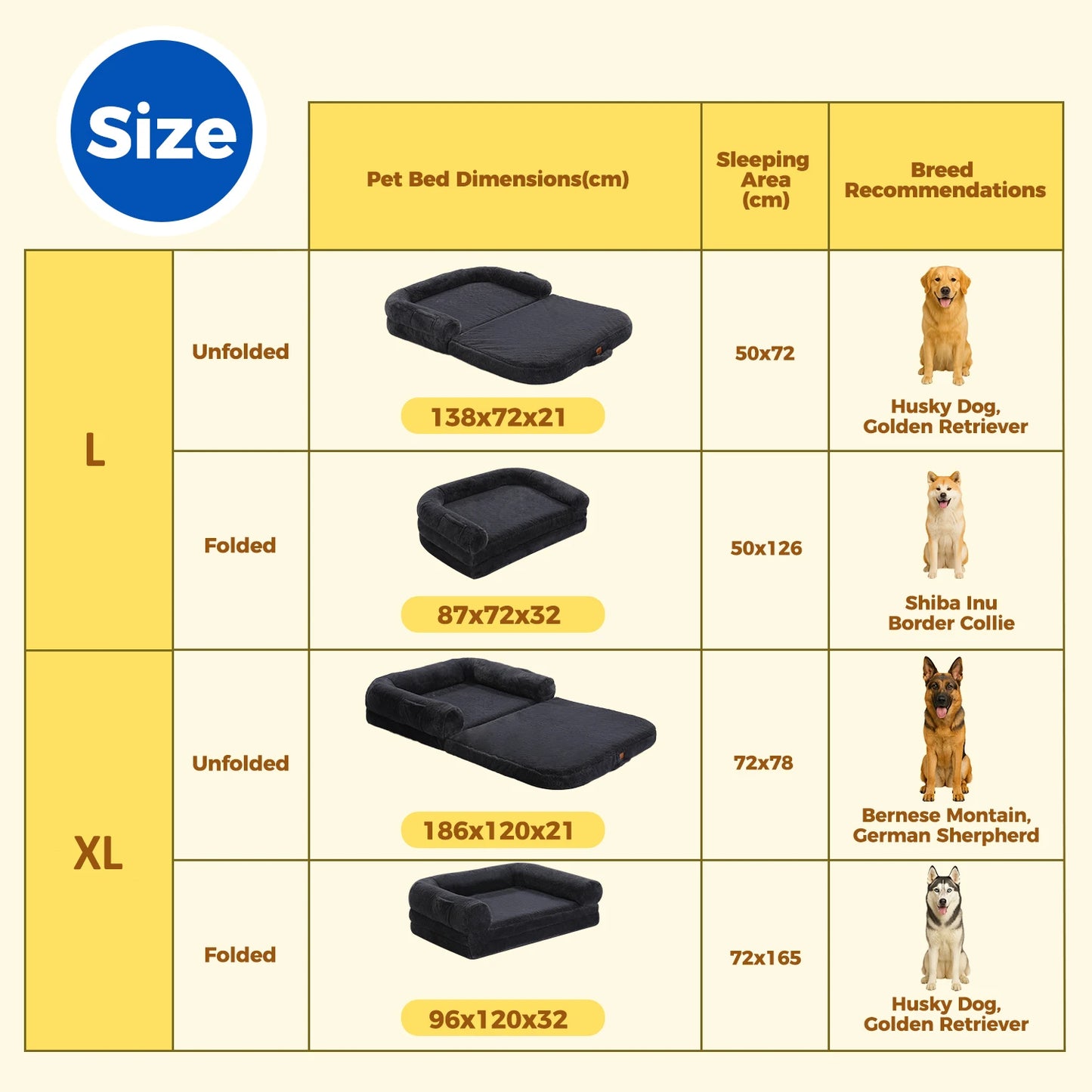 PAWZ Road Foldable Dog Bed Plush Sofa for Dogs Washable