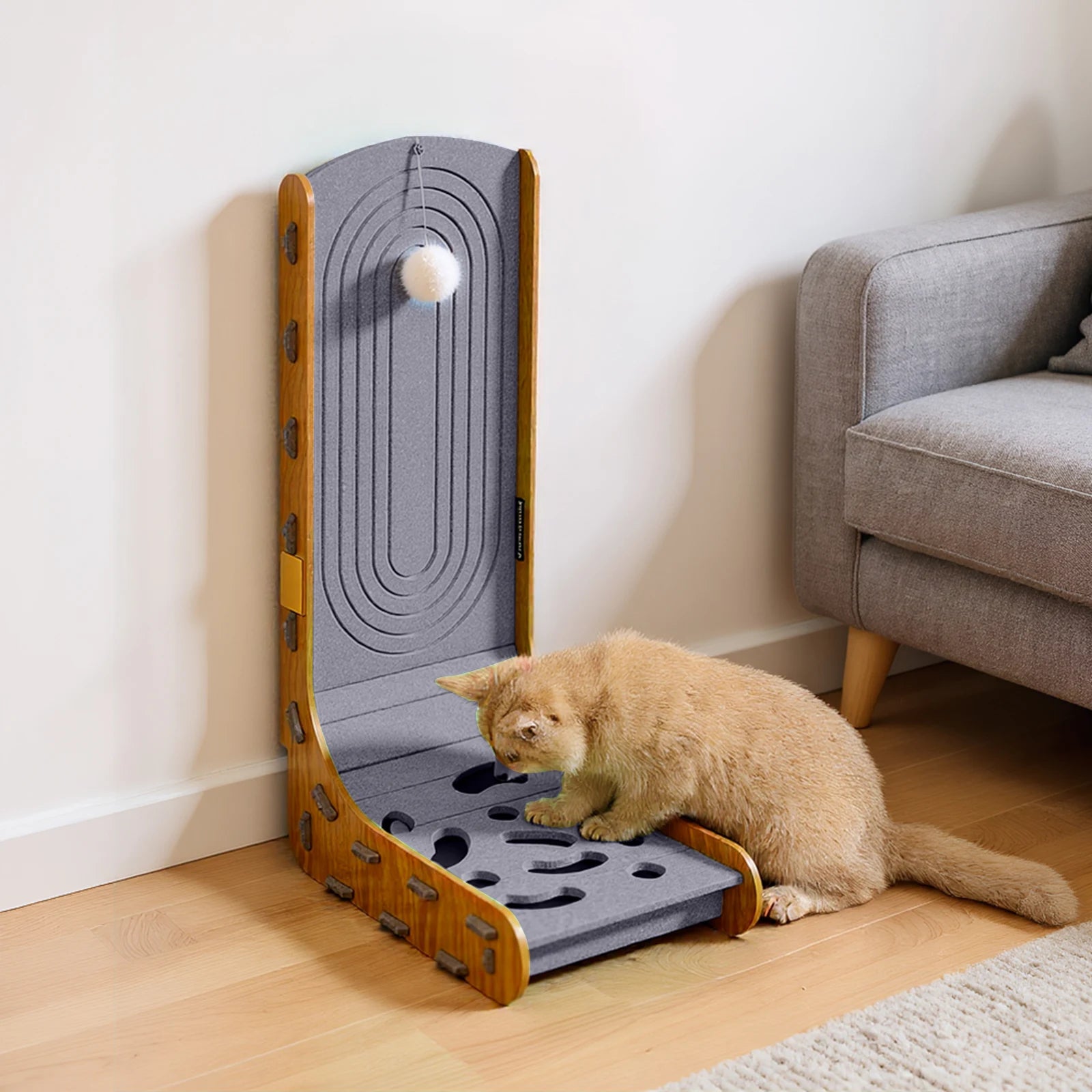 Cats Scratching Board With Ball L Shape Cat Scratcher Wall