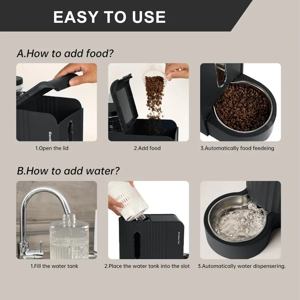 Automatic Gravity Pet Feeder and Water Dispenser Set