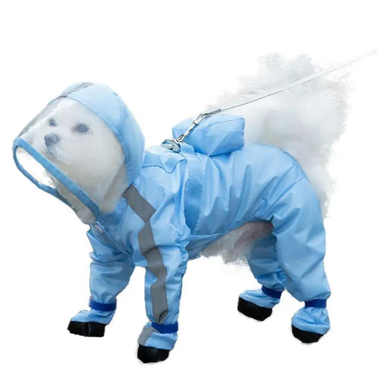 Pet Dog Animal Raincoat Integrated Dog Raincoat Blue Clothing/Fashion Raincoat