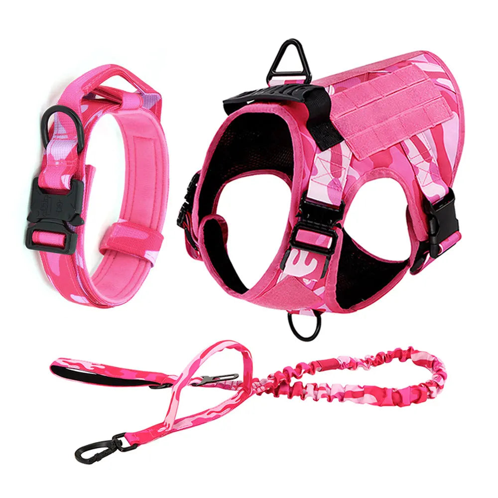 Military Camouflage Dog Harness With Adjustable Leash