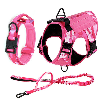 Military Camouflage Dog Harness With Adjustable Leash