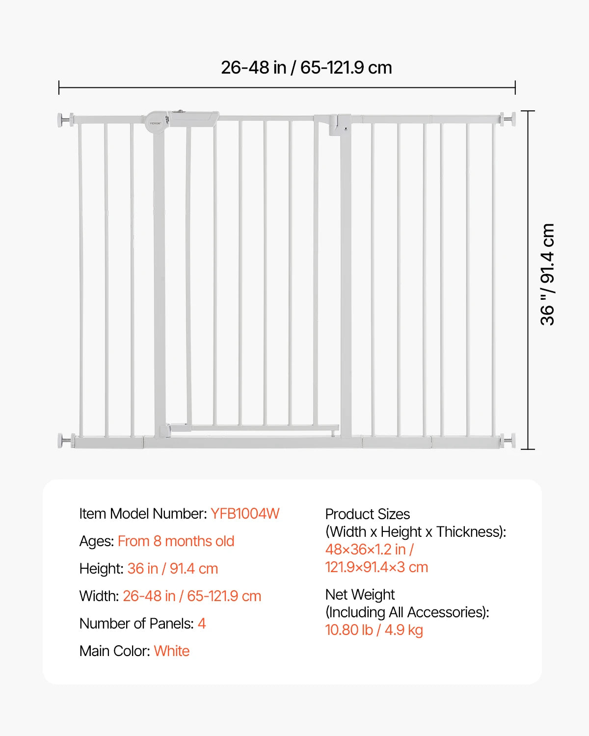 SucceBuy Baby Gate Walk Through for Dogs and Kids