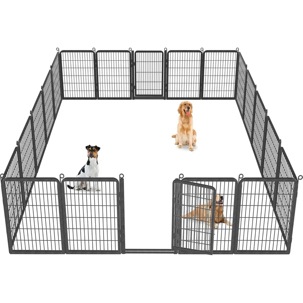 Dog Playpen Outdoor with Low Threshold Full Gate, 40" Height 14 Panels Large Dog Pen Dog Fence Outdoor for Yard, Heavy Duty Pet