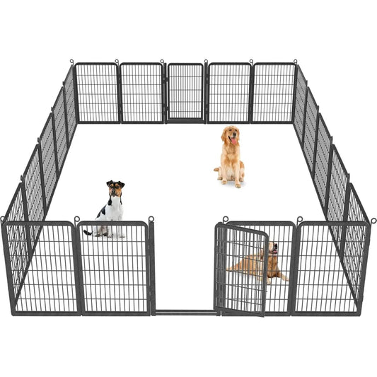 Dog Playpen Outdoor with Low Threshold Full Gate, 40" Height 14 Panels Large Dog Pen Dog Fence Outdoor for Yard, Heavy Duty Pet