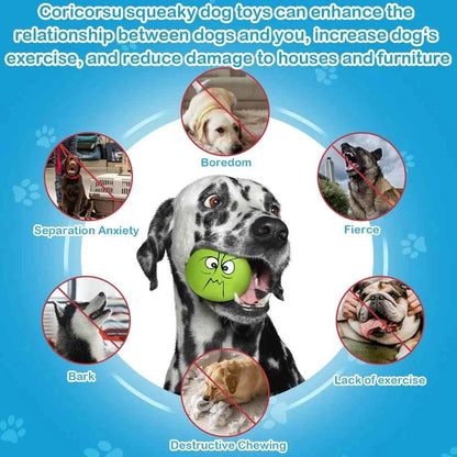 3.14" Squeaky Dog Toys Funny Smile Face Chewing Latex Rubber Fetch Play Interactive Dog Balls for Puppy Small Medium Pet (6PCS)