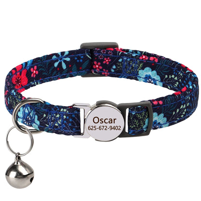 Free personalized kitten collar, engraved with pet dog's name, anti-lost, suitable for cats and small dogs, adjustable