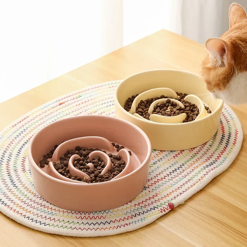 Ceramic Slow Feeder Pet Bowl for Dogs and Cats