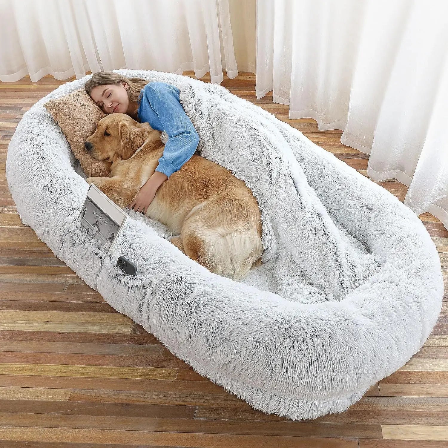 Extra Large Pet And Human Bed With Orthopedic Support Pillow