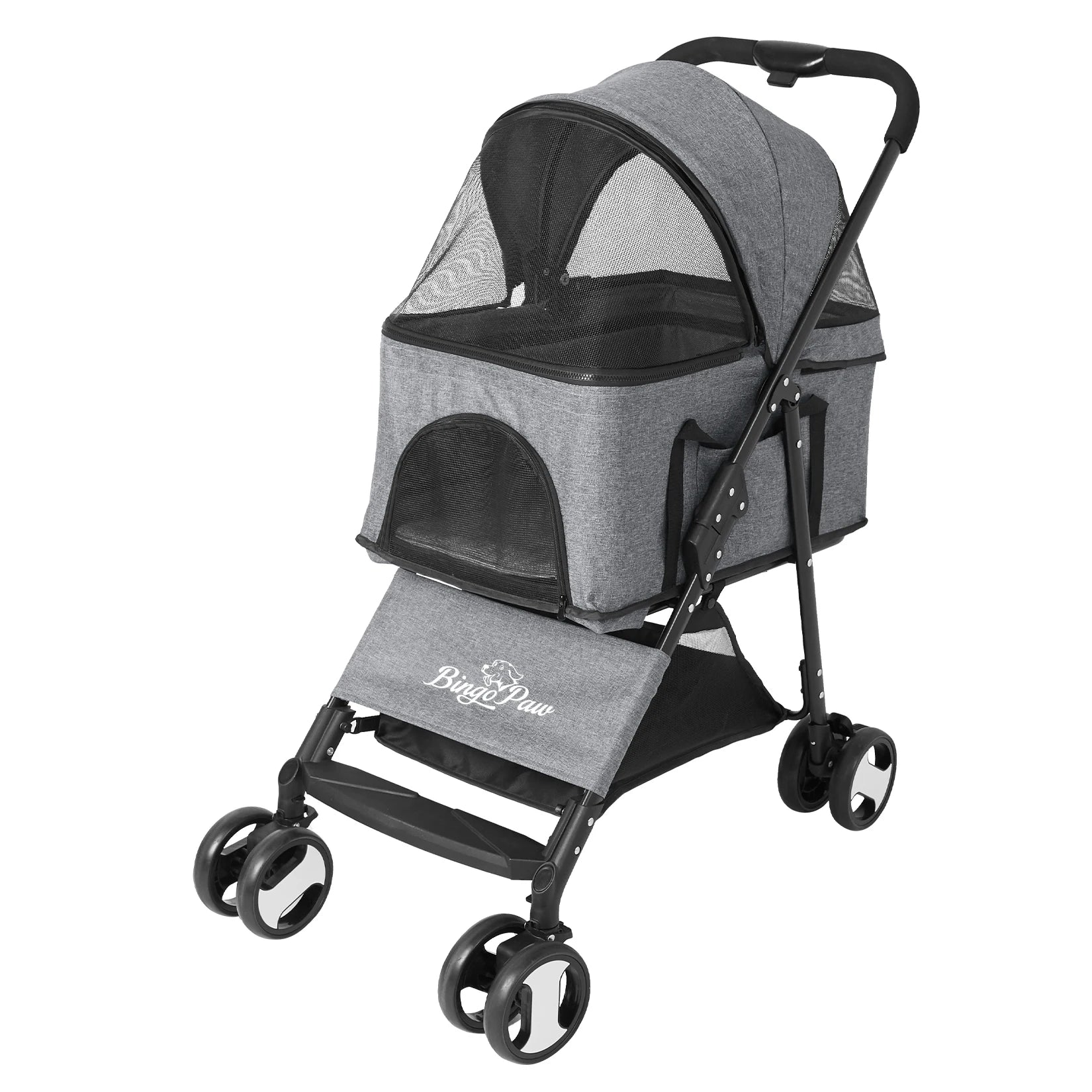 BINGOPAW Large Pet Stroller Pram With Detachable Carrier Cart